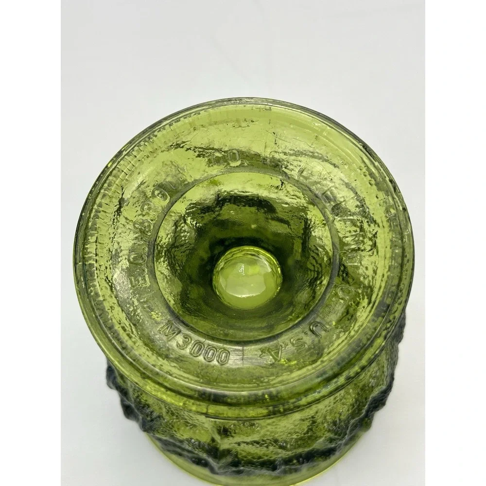 Vintage EO Brody M3000 Olive Green Textured Pedestal Glass Vase Planter 7